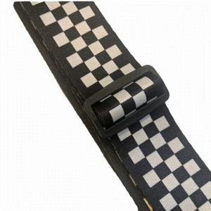 2/$15 NEW Black and White Checkered Guitar Strap- Leather Ends